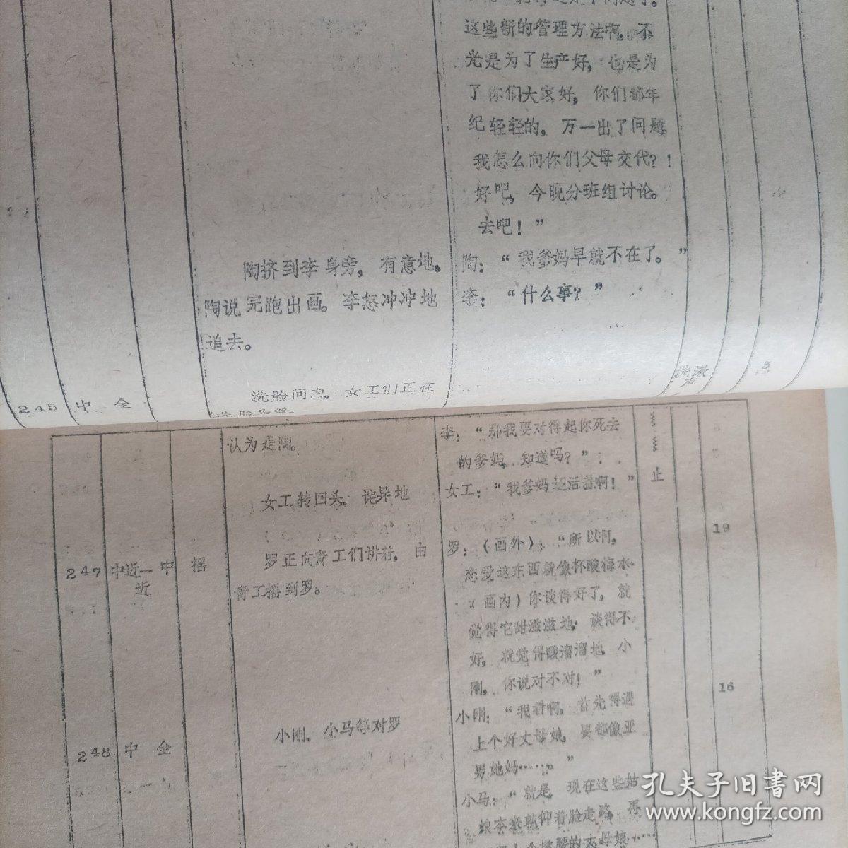 電影臺(tái)本:我在他們中間(1982年,總167頁(yè)) (主演:80年代著名演員趙雅珉,解冰,施節(jié)強(qiáng),郗雷,50年代著名演員安琪;導(dǎo)演:陸小雅,叢連文;工廠改革題材生活故事片,峨嵋電影制片廠攝制)